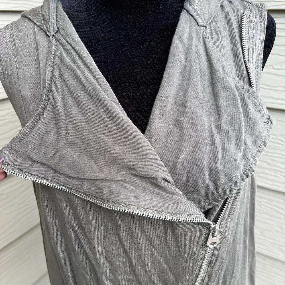 BKE olive green, full zip front with a hood, vest, Women's size S